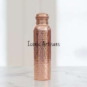 Pure Copper Hammered Water Bottle – Leak-Proof, Ayurvedic Health Benefits, Jointless Design (900ml)