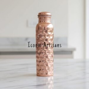 Premium Hammered Diamond Pure Copper Water Bottle ( – Leak-Proof, Ayurvedic Health Benefits & Jointless Design