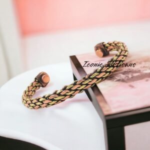 Handcrafted Braided  Cuff Bracelet – Copper & Brass