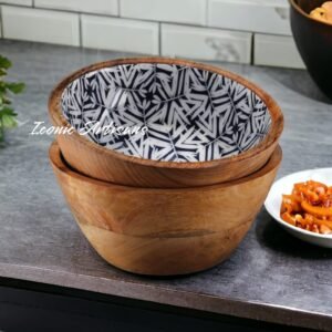 Wooden Enamel Serving Bowl