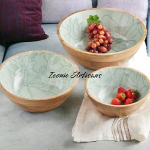 Wooden Enamel Serving Bowl