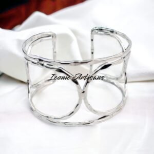 Handicrafted Open-Frame Hammard Silver Cuff Bracelet
