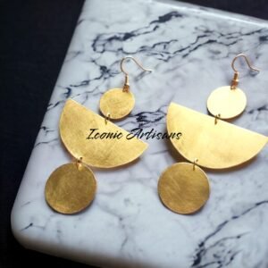 Modern Geometric Brass Dangle Earrings