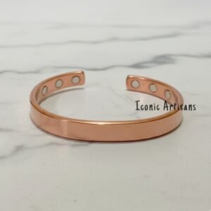Classic Minimalist Pure Copper Magnetic Therapy Bracelet - Smooth Polished 6-Magnet Wellness Cuff