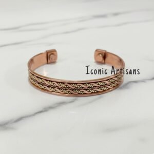 Elegant Copper & Brass Magnetic Cuff Bracelet - Welness Jewelry Copper and Magnetic Therapy