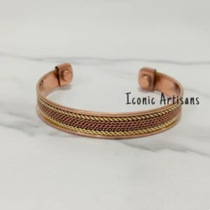 Elegent  Copper & Brass Magnetic Cuff - Handcrafted Braided  Therapy Cuff Bracelets