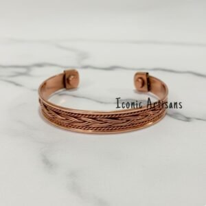 Elegent Handmade Pure Copper Magnetic Cuff Bracelet -  Handcrafted Braided Unisex Bracelets