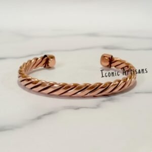 Artisan Pure Copper Twisted Rope Magnetic Therapy Bracelet – Handcrafted Minimalist Wellness Cuff