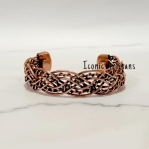 Artisan Pure Copper Magnetic Therapy Bracelet - Handcrafted Intricate Woven Lattice Wellness Cuff