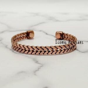 Handcrafted 100% Pure Copper Magnetic Therapy Bracelet – Bold Double-Braided Artisan Wellness Cuff