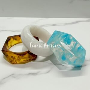 Handmade Resin Bangle Trio - Statement Chunky Bracelet Set for Women